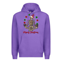 Purple Merry Christmas skeleton Premium Hoodie - NancyCooperArtShop