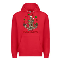 Red Merry Christmas skeleton Premium Hoodie - NancyCooperArtShop