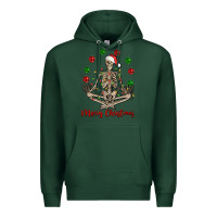 Sports Green Merry Christmas skeleton Premium Hoodie - NancyCooperArtShop