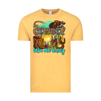 Vintage Mustard cowboy take me away Vintage Tee - Zillion Design Studio