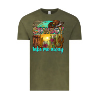 Vintage Olive cowboy take me away Vintage Tee - Zillion Design Studio