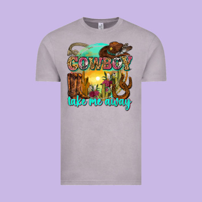 Cowboy Take Me Away Vintage Tee Designed By Zillion Design Studio