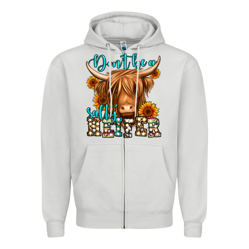 Don't Be A Salty Heifer Long Haired Cow Zipper Hoodie by Jasminsmagicworld | Teevron