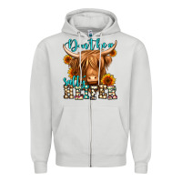 Dove Grey don't be a salty heifer long haired cow Zipper Hoodie - Jasminsmagicworld