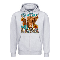 Heather Grey don't be a salty heifer long haired cow Zipper Hoodie - Jasminsmagicworld
