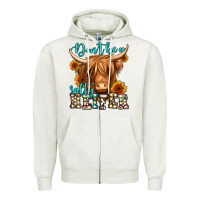 Oatmeal Heather don't be a salty heifer long haired cow Zipper Hoodie - Jasminsmagicworld