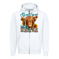 White don't be a salty heifer long haired cow Zipper Hoodie - Jasminsmagicworld