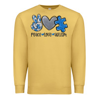 Antique Gold peace love autism Premium Sweatshirt - MaliasSmallBusiness