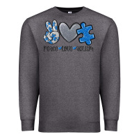 Charcoal Heather peace love autism Premium Sweatshirt - MaliasSmallBusiness