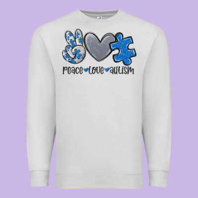 Peace Love Autism Premium Sweatshirt Designed By Maliassmallbusiness