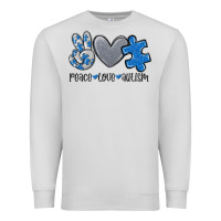 Dove Grey peace love autism Premium Sweatshirt - MaliasSmallBusiness