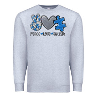 Heather Grey peace love autism Premium Sweatshirt - MaliasSmallBusiness