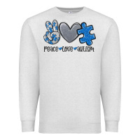 Oatmeal Heather peace love autism Premium Sweatshirt - MaliasSmallBusiness