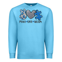 Ocean Blue peace love autism Premium Sweatshirt - MaliasSmallBusiness