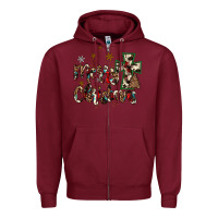 Burgundy merry christmas wood slice ornament Zipper Hoodie - JahusDesignShop