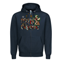 Navy merry christmas wood slice ornament Zipper Hoodie - JahusDesignShop