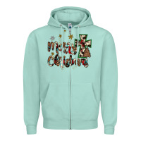 Seafoam merry christmas wood slice ornament Zipper Hoodie - JahusDesignShop