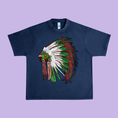 Christmas Indian Feather Headdress Urban Heavy Tee Designed By Ranaportraitstore