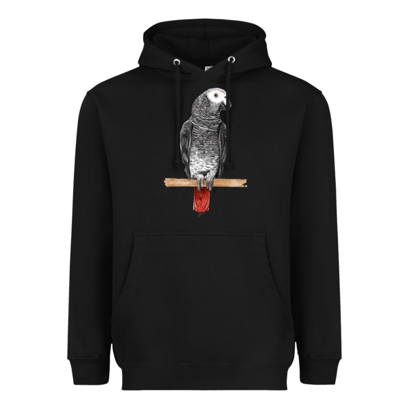 African Gray Parrot Bird Heavyweight Hoodie by LillyAllenDesigns | Teevron