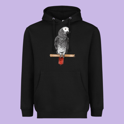 African Gray Parrot Bird Heavyweight Hoodie Designed By Lillyallendesigns