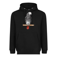Black African Gray Parrot Bird Heavyweight Hoodie - LillyAllenDesigns