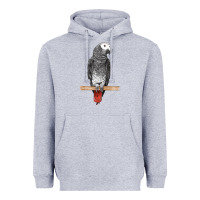 Heather Grey African Gray Parrot Bird Heavyweight Hoodie - LillyAllenDesigns