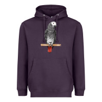 Plum African Gray Parrot Bird Heavyweight Hoodie - LillyAllenDesigns