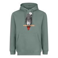 Sage African Gray Parrot Bird Heavyweight Hoodie - LillyAllenDesigns