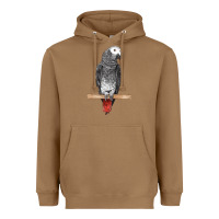 Toasted Coconut African Gray Parrot Bird Heavyweight Hoodie - LillyAllenDesigns