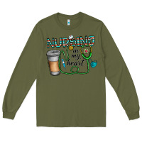 Army Green nursing İn my heart Long Sleeve Tee - CowhideDigitalArt