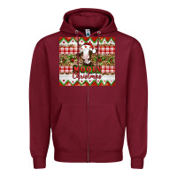 Burgundy Moooey christmas Zipper Hoodie - Artiststas