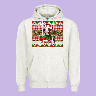 Moooey Christmas Zipper Hoodie Designed By Artiststas