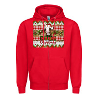 Red Moooey christmas Zipper Hoodie - Artiststas