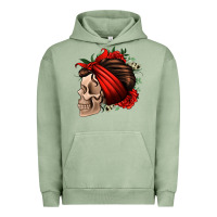 Pigment Oil Green bandana and roses skull Urban Hoodie - Jasminsmagicworld