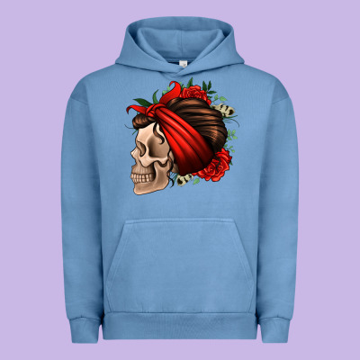 Bandana And Roses Skull Urban Hoodie Designed By Jasminsmagicworld