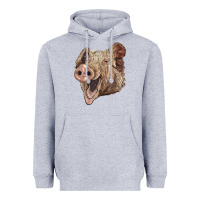 Heather Grey american yorkshire pig face Heavyweight Hoodie - LillyAllenDesigns