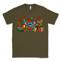 Army Green joy with christmas elf stitch Classic Tee - AdoDesignShop