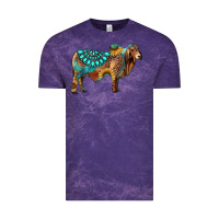 Cloud Purple brahman bull gemstone turquoise and sunflower Vintage Tee - RanaPortraitStore