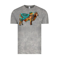 Cloud Rock brahman bull gemstone turquoise and sunflower Vintage Tee - RanaPortraitStore