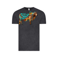 Vintage Black brahman bull gemstone turquoise and sunflower Vintage Tee - RanaPortraitStore
