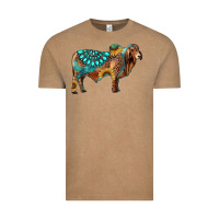 Vintage Coffee brahman bull gemstone turquoise and sunflower Vintage Tee - RanaPortraitStore