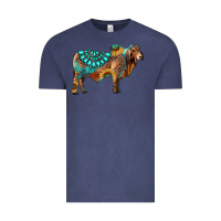 Vintage Denim brahman bull gemstone turquoise and sunflower Vintage Tee - RanaPortraitStore