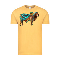 Vintage Mustard brahman bull gemstone turquoise and sunflower Vintage Tee - RanaPortraitStore