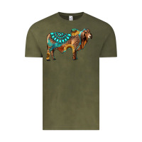 Vintage Olive brahman bull gemstone turquoise and sunflower Vintage Tee - RanaPortraitStore