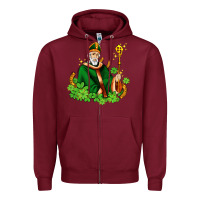 Burgundy st patricks and horseshoes with shamrocks Zipper Hoodie - AdoDesignShop