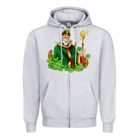 Heather Grey st patricks and horseshoes with shamrocks Zipper Hoodie - AdoDesignShop