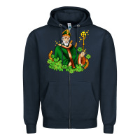 Navy st patricks and horseshoes with shamrocks Zipper Hoodie - AdoDesignShop