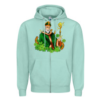 Seafoam st patricks and horseshoes with shamrocks Zipper Hoodie - AdoDesignShop