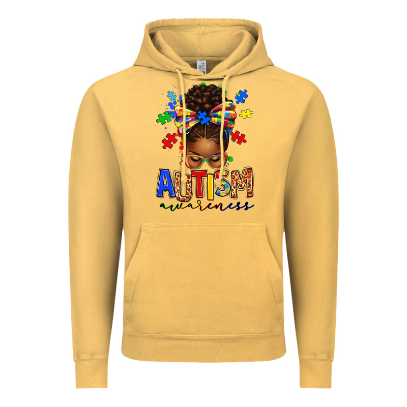 Autism Awareness Afro Messy Bun Vintage Hoodie by texasbilliewilder | Teevron
