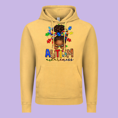 Autism Awareness Afro Messy Bun Vintage Hoodie Designed By Texasbilliewilder